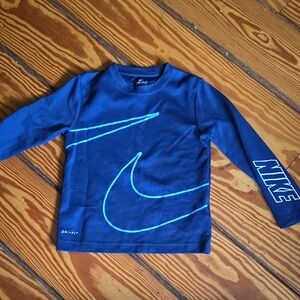 Nike Kids Long Sleeve Tee in Blue with Neon Accents